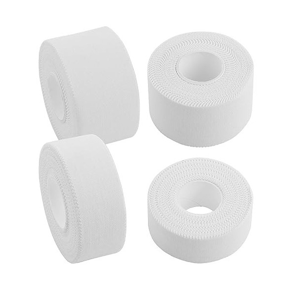 RAFIYU Tape Sport Lot de 4 rouleaux de bandes adhésives adhésives pour le sport, bandage de sport, 3,8 cm x 10 m, 2,5 cm x 10