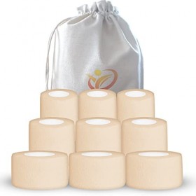 Winovoo Bande Cohesive 9 Rouleaux et Sac De Rangement Bandage Medical Bandage Autoadhésif Anti Adhesif Pansement Tatouage Ban