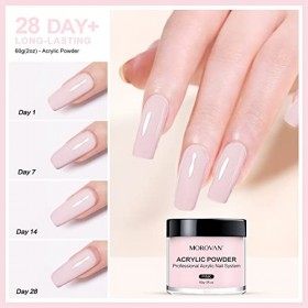 Morovan Poudre acrylique professionnelle - 56,7 g - Poudre polymère pour ongles en acrylique - Pour extensions dongles - Ros