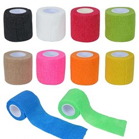 SCLLNDA 10 Rouleaux Bandage Autoadhésif Bande Cohésive Elastique 5cmx4.5m Bandage Medical Bandage de Sport Bandage Cohésif po