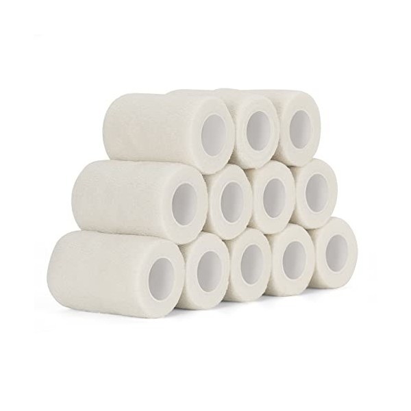 SEADESKY 12 Rouleaux Bande Cohésive Bandage Autoadhésif Cohésifs 7,5 cm x 4,5 m Sports Bande Elastiques Bandage Adhésifs Pans