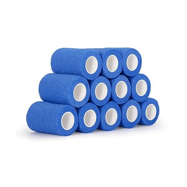 SEADESKY 12 Rouleaux Bande Cohésive Bandage Autoadhésif Cohésifs 7,5 cm x 4,5 m Sports Bande Elastiques Bandage Adhésifs Pans