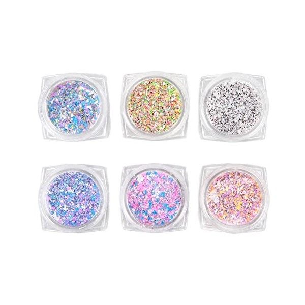 Nail Glitter Paillettes Nail Glitter 6 Couleurs Brillant Poussière Sable Poudre Nail Art Décoration Chrome Poudre À Ongles po