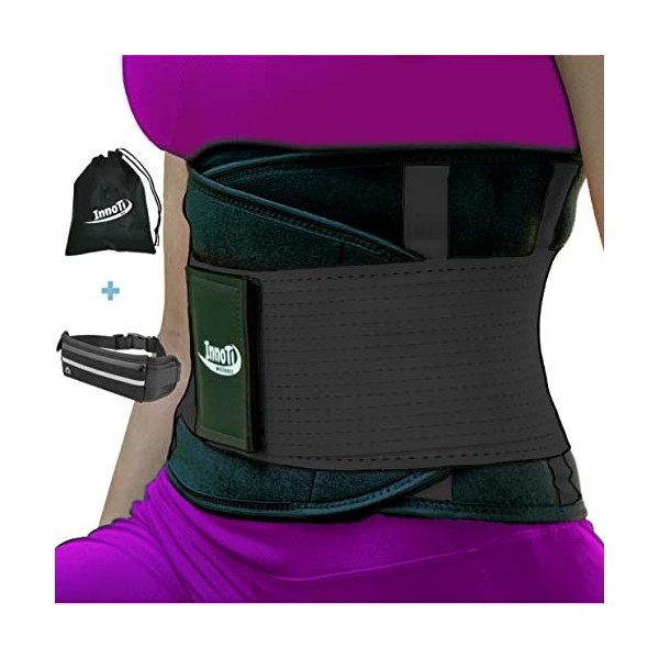 InnoTi Ceinture Lombaire Respirante pour Homme et Femme - Ceinture Dorsale de Soutien Lors Dactivités Sportives, de Gym et a