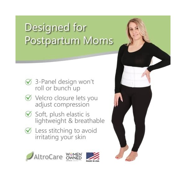 AltroCare Bande abdominale 3 panneaux, post-partum et post-chirurgie. Taille S/M convient à 76,2 cm à 114,3 cm . Fabriqué au