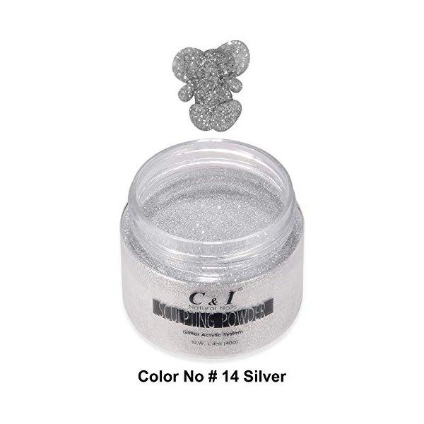 C&I Poudre Acrylique, Couleur 14, Fleur pour Ongle en 3D, Poudre à Ongles Sculptante, 1,4 oz, 40 g