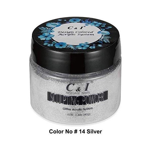 C&I Poudre Acrylique, Couleur 14, Fleur pour Ongle en 3D, Poudre à Ongles Sculptante, 1,4 oz, 40 g