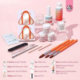 Saviland Kit Complet Acrylique Ongles, Super Fine Poudre Acrylique Professionel Clair Blanc Nudes Rose, Resine Ongle Poudre, 