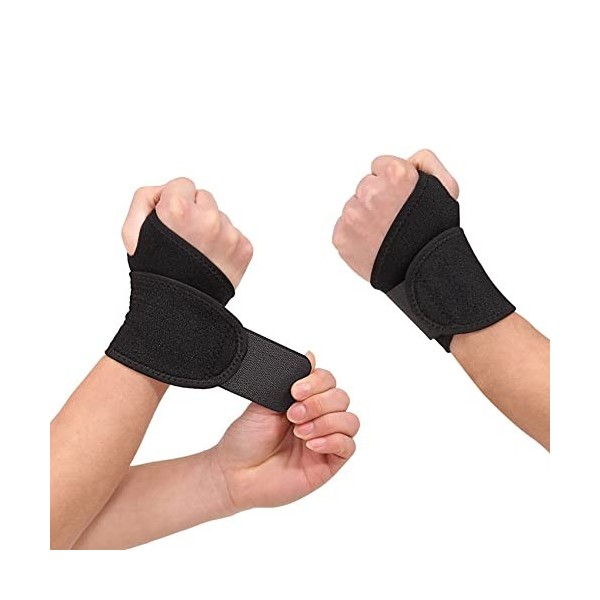 Attelle Bandage Poignet 1 Paire, Noir Poignet Musculation de Force Support Bandage élastique , Idéal pour Douleurs Articulair