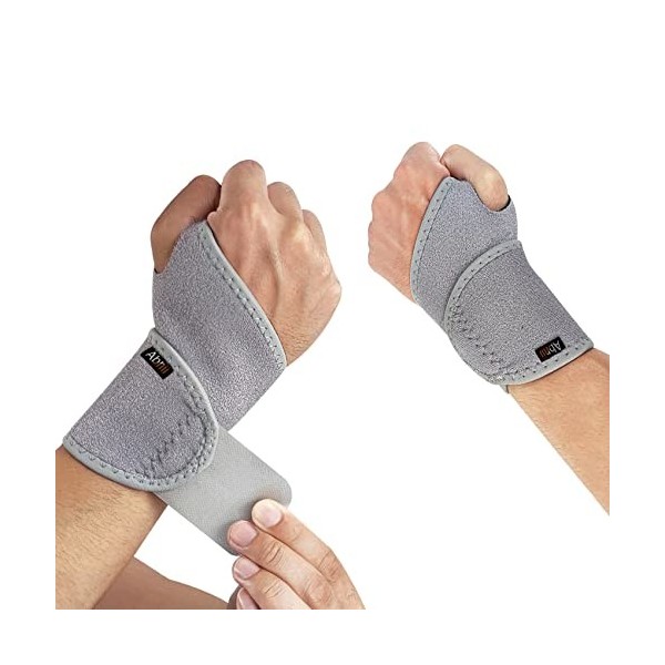 Attelle Bandage Poignet 1 Paire, Noir Poignet Musculation de Force Support Bandage élastique , Idéal pour Douleurs Articulair