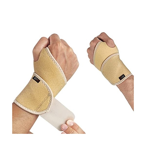 Attelle Bandage Poignet 1 Paire, Noir Poignet Musculation de Force Support Bandage élastique , Idéal pour Douleurs Articulair