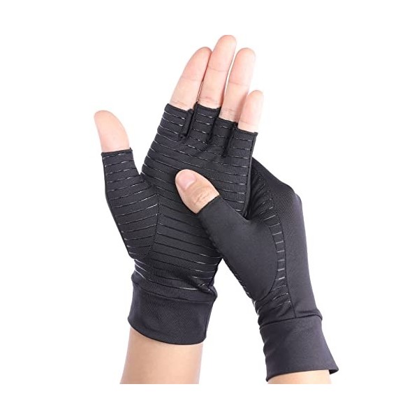 Gants de Compression en Cuivre Infusé, Gants de Compression Arthritique, Unisexe pour Arthrite, Tendinite, Soulagement de la 