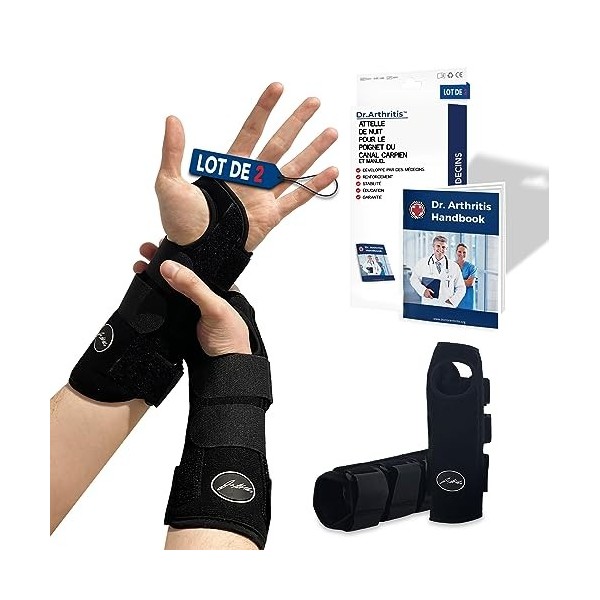 Attelle Poignet de Nuit pour Syndrome du Canal Carpien, Tendinite Poignet, Orthese Poignet Dispositif Médical pour toutes les