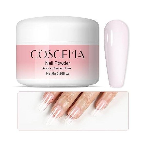 Coscelia Acrylic Powder 8g Acrylic Nail Powder pour ongles acryliques, extension d’ongles, pas de durcissement avec lampe à o