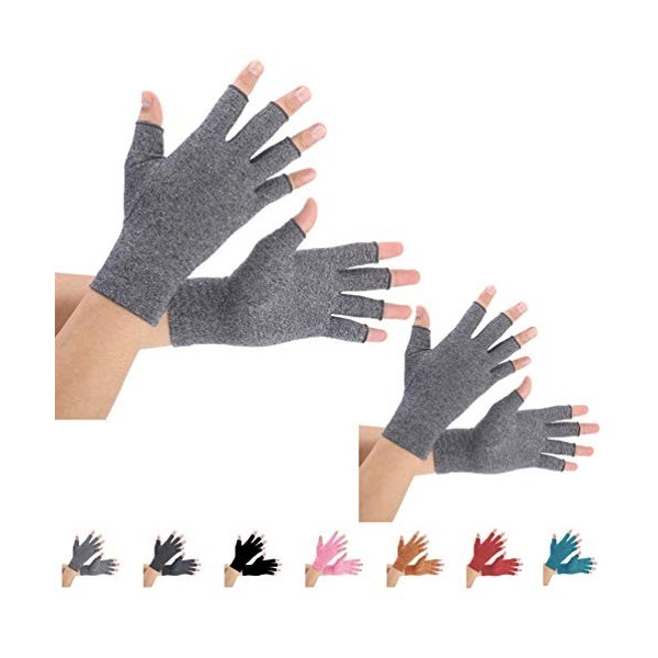 Brace Master 2 paires Gants dArthrites Compresse des Gants, Réchauffe des Joints de Doigt,Soulage les Douleurs Polyarthrite 