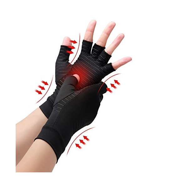 Gants de Compression en Cuivre Pour Larthrite, Meilleurs Gants InfuséS de Cuivre pour Femmes et Hommes, Soulagement de la Do