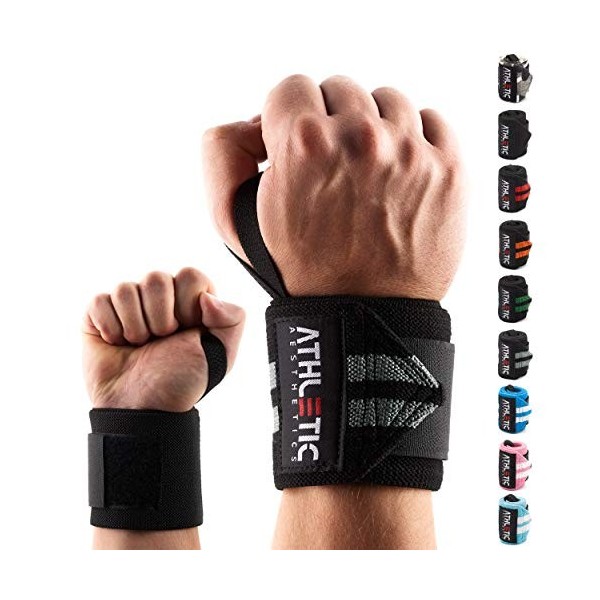 Bande Poignet Musculation - Protège Poignet 45 cm en Paire Bandage pour  Poignet pour Entraînement de Force, Fitness, Bodybu