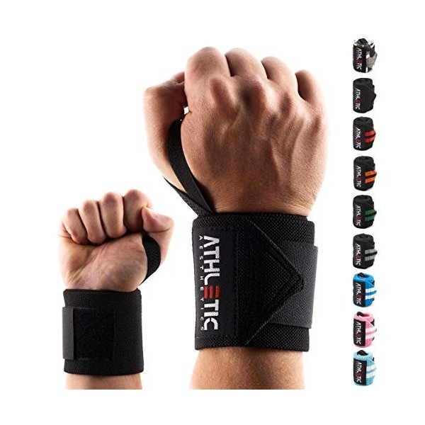 Bande Poignet Musculation - Protège Poignet 45 cm en Paire Bandage pour Poignet pour Entraînement de Force, Fitness, Bodybu