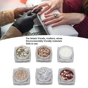 Paillettes de Poudre de Pierre de Coquille Dongle, Décoration de Bricolage Couleurs Mélangées Pierre de Coquille de Manucure