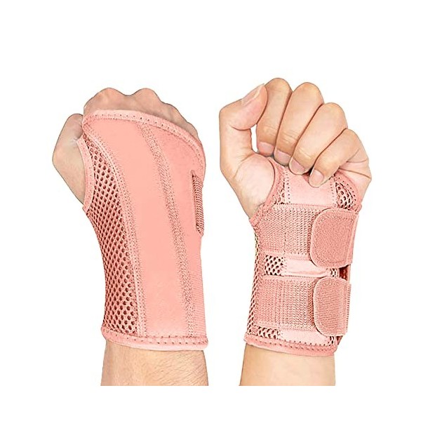 NuCamper Attelle de poignet respirante avec stabilisateur dattelle en métal pour hommes et femmes Attelle de poignet réglabl