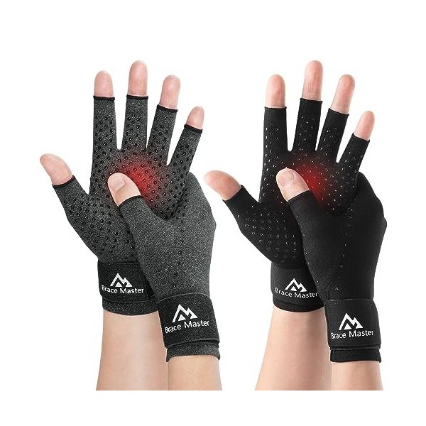 2 paires de gants arthrose femme, gant de compression pour arthrose, rhumatoïde, douleur du canal carpien, gant de contention