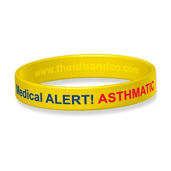 The ID Band Company Bracelet en silicone pour alerte médicale asthmatique Taille M, jaune, jaune