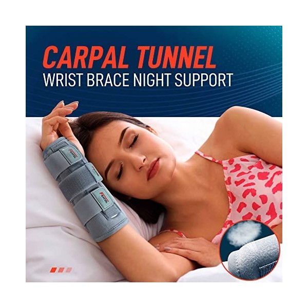 Attelle de poignet pour canal carpien, soutien de la main réglable avec attelles - poche chaude/glace, main gauche, support d