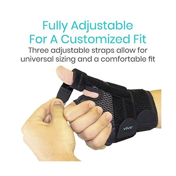 Arthritis Thumb Splint by Vive - Adjustable Thumb Support With Velcro Straps - Thumb Stabilizer Perfect for Treating Arthriti