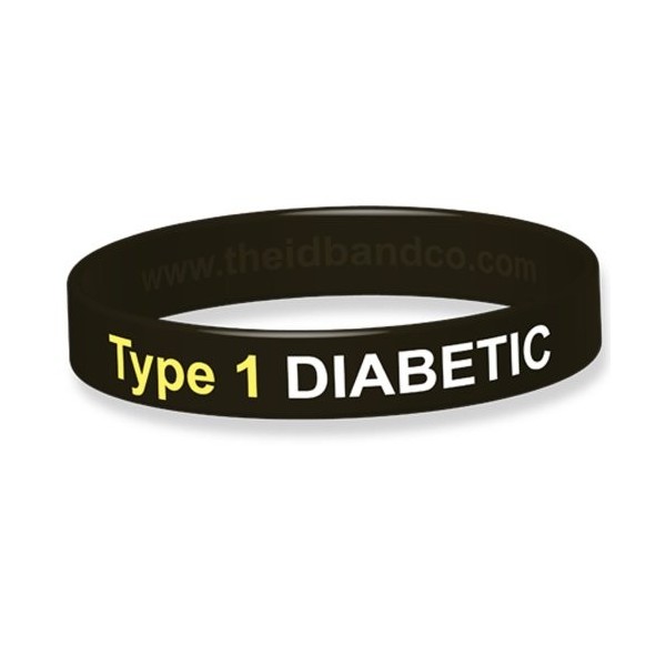 The ID Band Company Bracelet dalerte médicale type 1 en silicone pour diabétique Taille S Noir