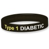 The ID Band Company Bracelet dalerte médicale type 1 en silicone pour diabétique Taille S Noir