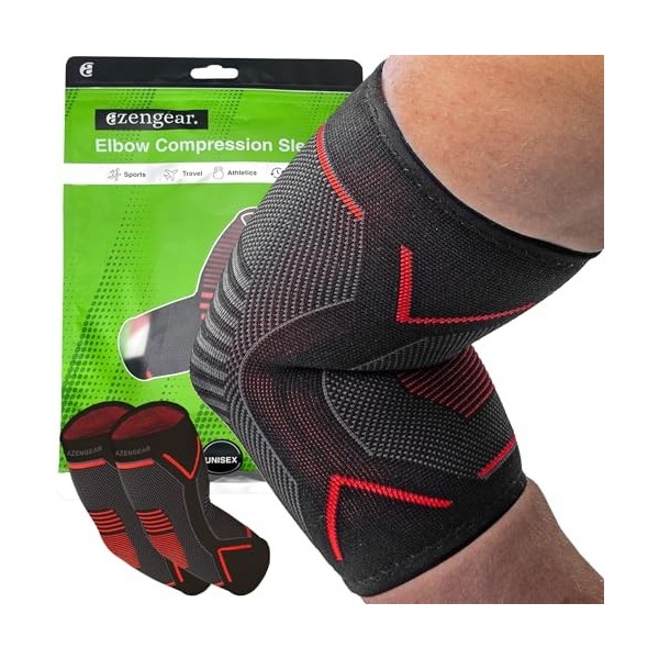 aZengear Coudière de Compression et de Maintien Paire , Manchon de Bras, Attelle Coude pour Tendinite, Arthrite, Tennis, Gol