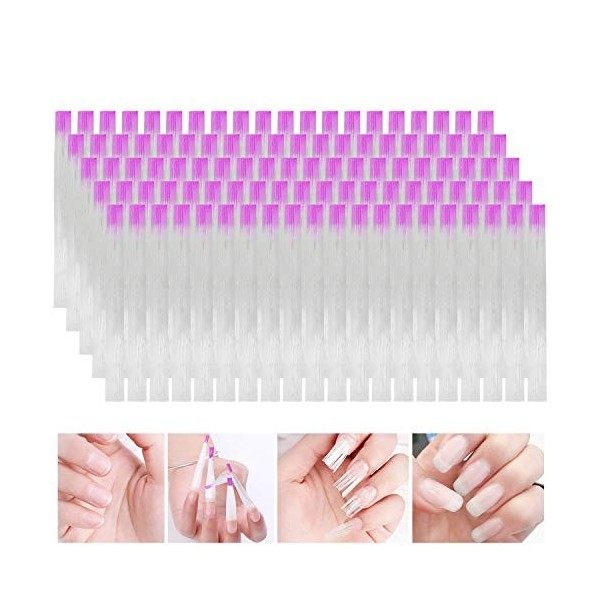 100 Pièces Extension Dongle en Fibre de Verre,MWOOT Nail Fiberglass Kit Ongles Dextension de Fibre pour Ongles Extension Ac