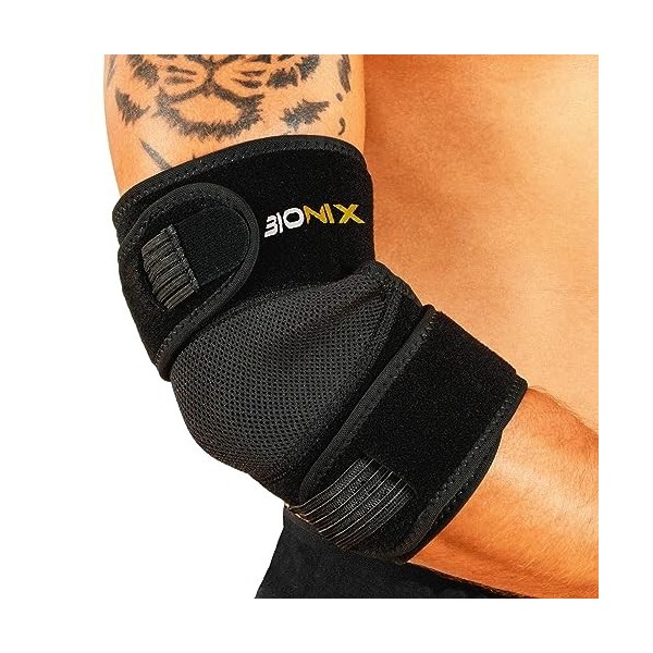 Bionix Coudière Tendinite en Néoprène Respirant Pour Hommes Et Femmes, Sangle Ajustable, Coudiere Epicondylite Pour Tennis, G