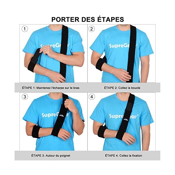 SupreGear Écharpe de Bras, Réglable Léger Confortable épaule Immobilisateur Bras Sling Respirant épaule Soutien Pour Bras/Mai