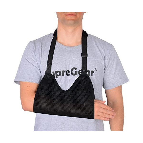 supregear Écharpe de Bras en Maille avec Coussins Souples, Réglable Respirante avec Immobilisateur Dépaule Élingue de Bras d