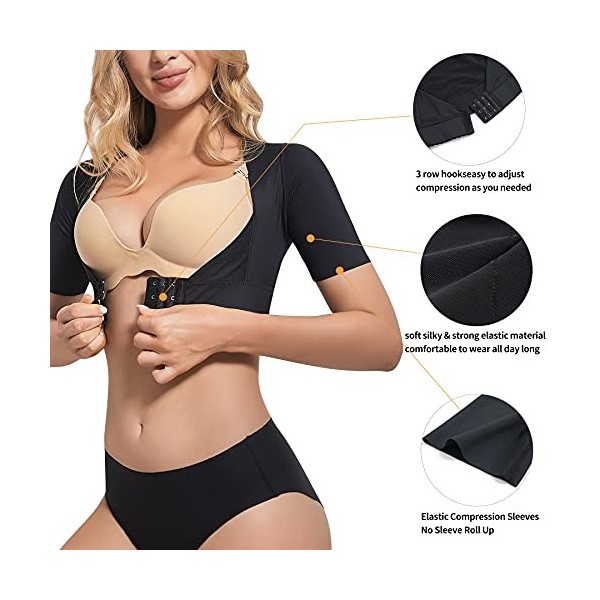 Gotoly Gaineur de bras pour femme - Compression du haut du bras post-chirurgicale - Correcteur de posture - Pour relever la p