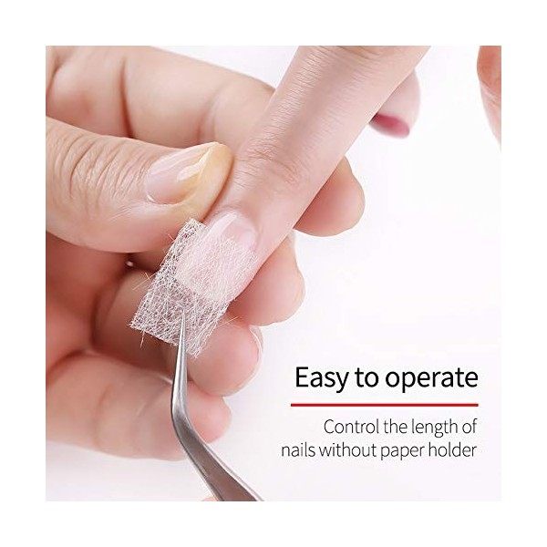 Lime à ongles, gel dextension en fibre de verre de soie non tissée avec pince à épiler et pince en forme pour nail art femme