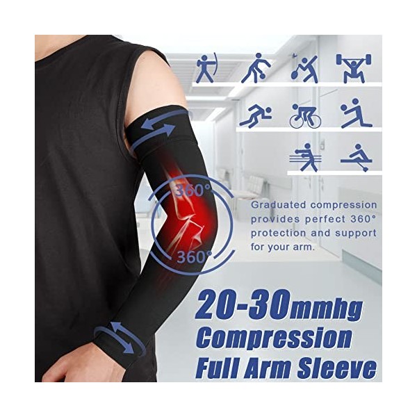 Manchon de Compression Médicale pour Le Bras Hommes et Femmes Beister, 20-30mmhg Soutien Complet du Bras Avec Bande En Silico