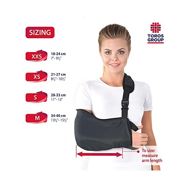 TOROS-GROUP Immobilisateur dépaule et de poignet Sling Bandoulière légère - Noir - Small