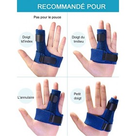 Sumifun Attelle de Doigt Réglable de Blessé Doigt, Tendons, Entorses, Orthèses de Doigt Soutien des avec 2 manchons pour doig