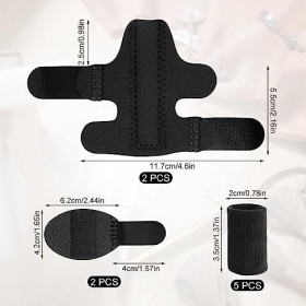SAVITA 2pcs Attelle de Doigt 2 Redresseur de Doigt Main Courts et 5 Manchon de Doigt, Réglables Attelle de Stabilisateur de D
