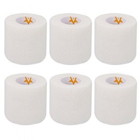 AMATHINGS 6 pièces Bandages Bandages auto-adhésifs cohésifs BLANC Bandage élastique 5 CM Largeur 4,5 M Longueur pour les doig