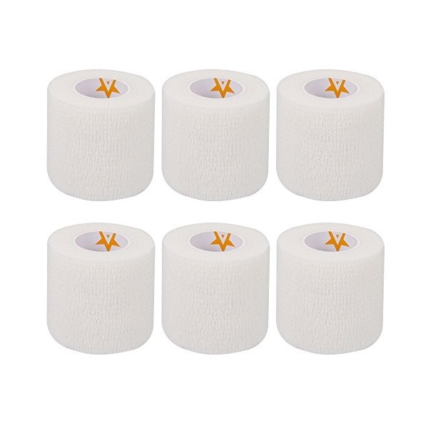 AMATHINGS 6 pièces Bandages Bandages auto-adhésifs cohésifs BLANC Bandage élastique 5 CM Largeur 4,5 M Longueur pour les doig