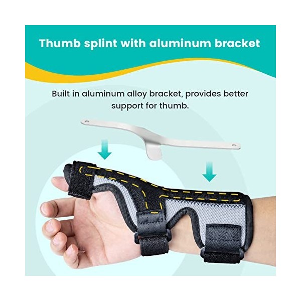 Orthèse Attelle de Pouce,Stabilisateur de Pouce et Poignet,Doigt Déclencheur,Pour les Entorses de larticulation du Pouce,Sou
