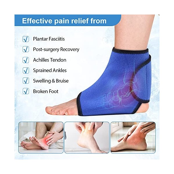 Hilph Poche de Glace Cheville Pied en Gel, Réutilisable Compresse Chaud Froid Pack pour Operatoire, Entorse à la Chevillere,