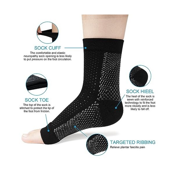 ACWOO Attelle Cheville, 4 Paires Sport Compression Chevillère, Bandage de Cheville Maintien, Maintient Cheville, Soutien du T