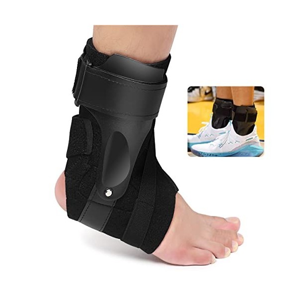 AIOUTGOGO OrthèSe de Cheville de Sport - OrthèSe de Cheville RéGlable Avec Plaque Pe - Pour Entorses Ligamentaires Et Blessur