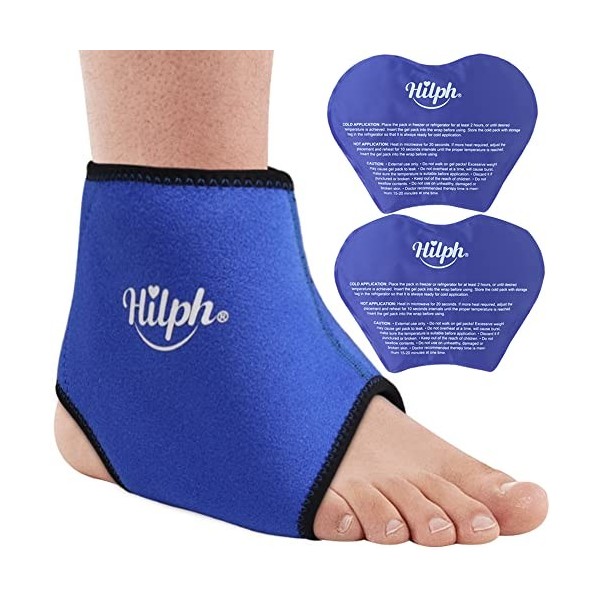 Hilph Poche de Glace Cheville Pied en Gel, Réutilisable Compresse Chaud Froid Pack pour Operatoire, Entorse à la Chevillere, 