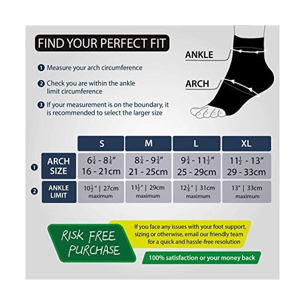 Rymora Chaussettes de soutien pour fasciite plantaire - Taille M, voûte plantaire, talon et cheville - Chaussettes de compres
