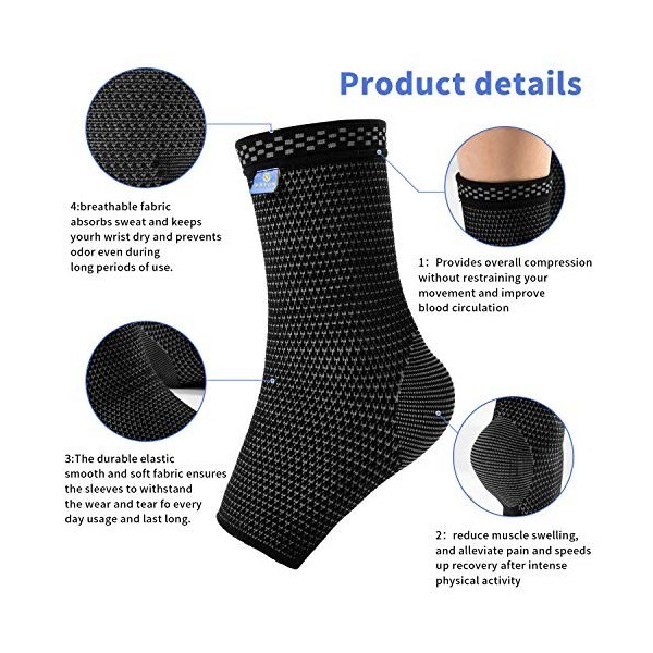 ABYON Attelle de cheville paire , chaussettes de compression à la cheville pour homme et femme Fasciite plantaire, douleurs 